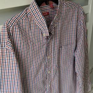 Izod Blue, Orange & White Striped Button Down - XL